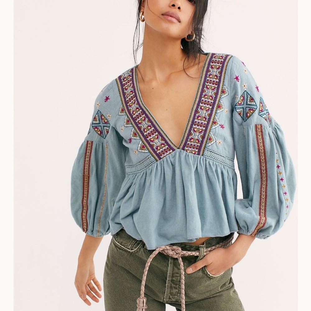 Free People | Aria Embroidered Top